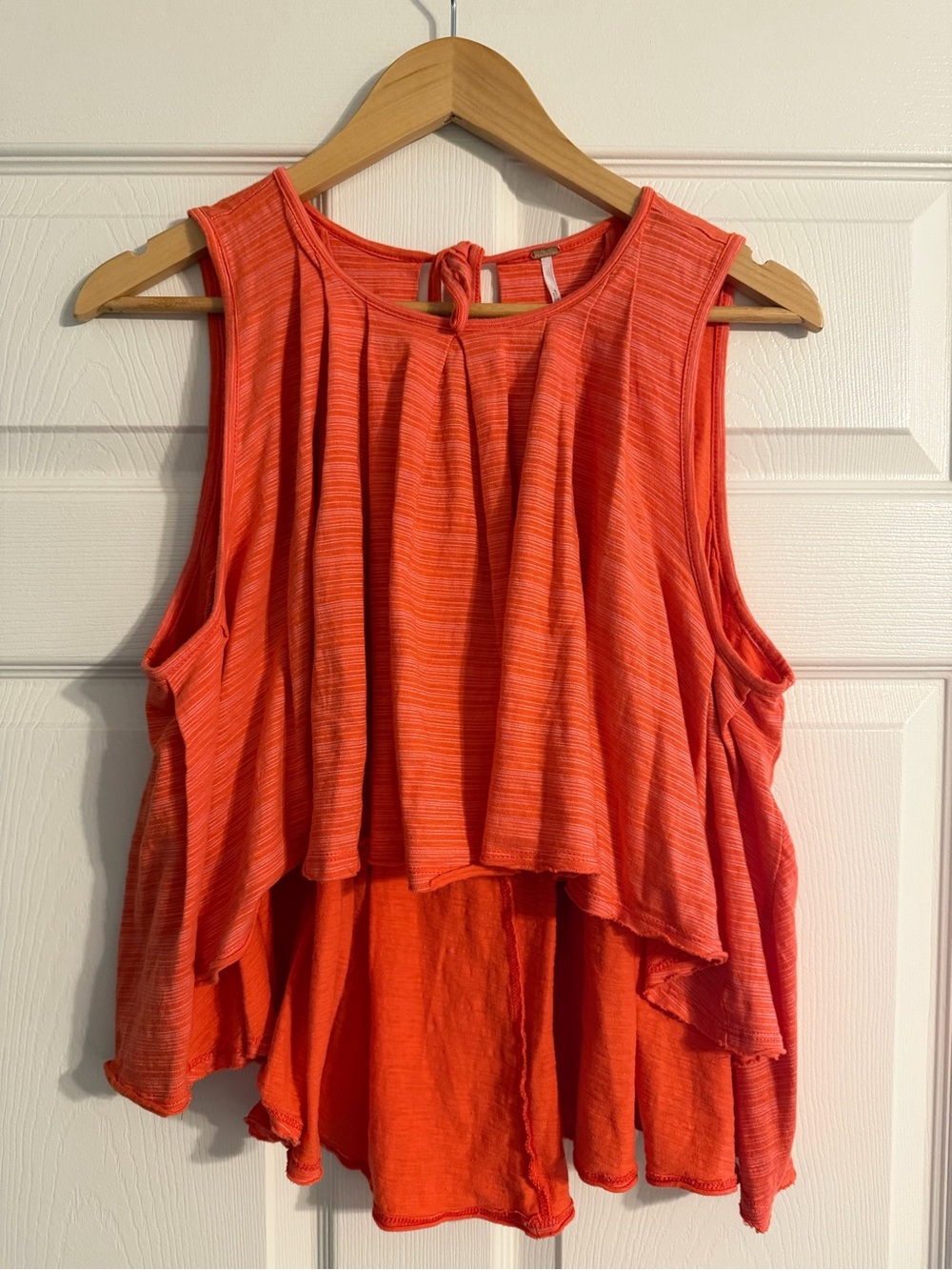 Free People Coral-Orange Layered Sleeveless Tank